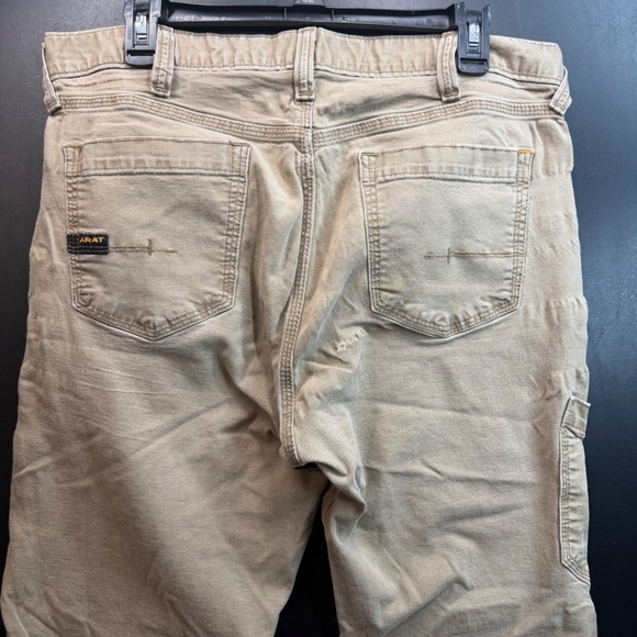 Ariat Rebar M4 Relaxed Straight Pants Mens 34x34 Khaki Carpenter Utility FLAW - Picture 13 of 14